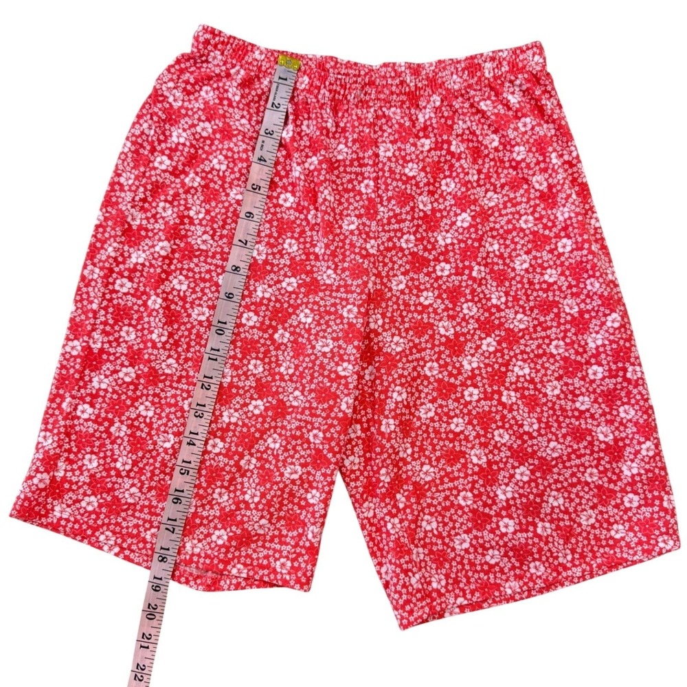 Adonna Sleepwear Womens Red WhiteFloral Pajama Shorts SizeS Elastic Waist Lounge - Picture 3 of 8